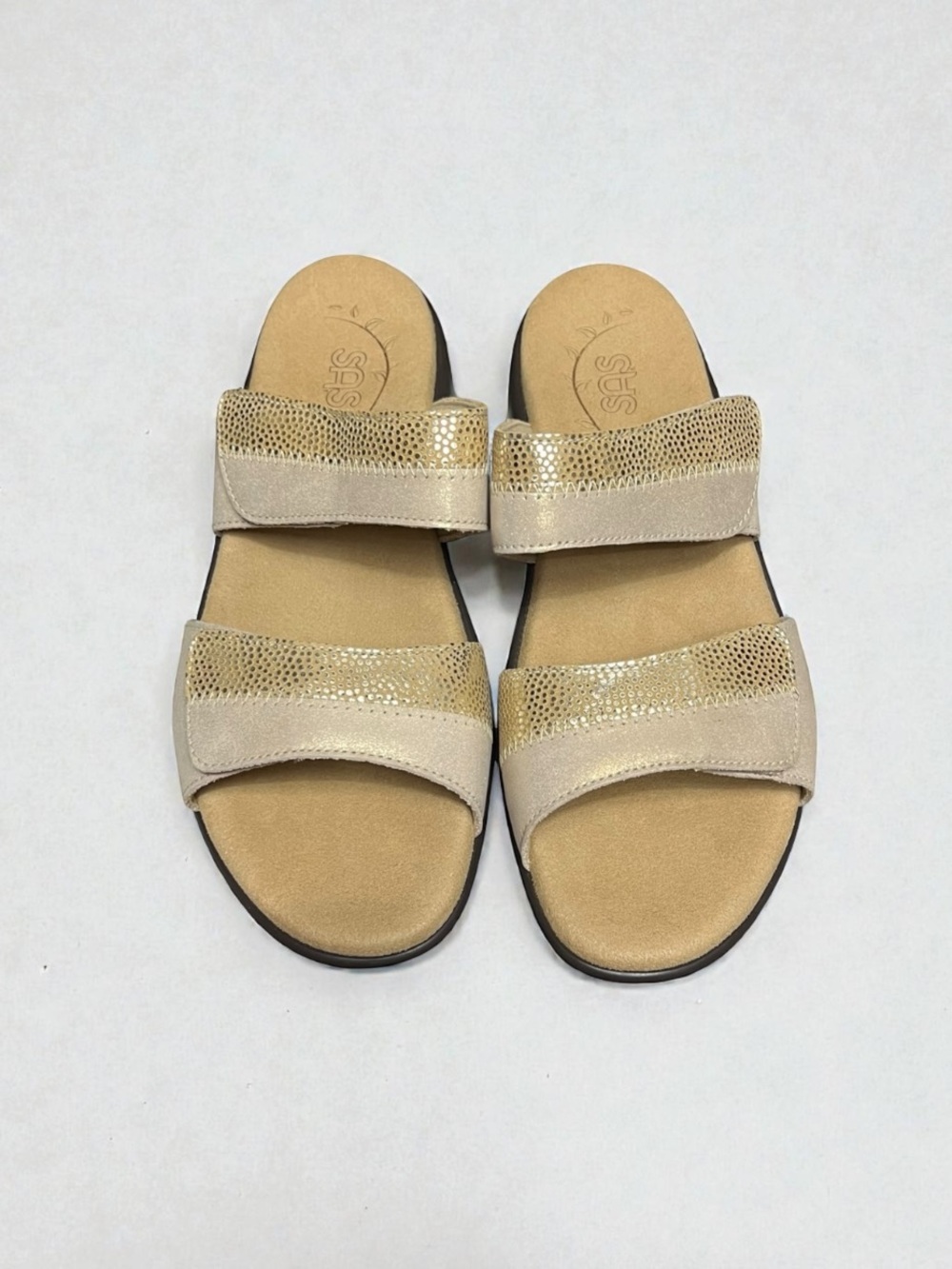 🌻NEW w/box SAS Nudu Leather Slide Sandals Comfort Slip-On Flat Sandals Size 10